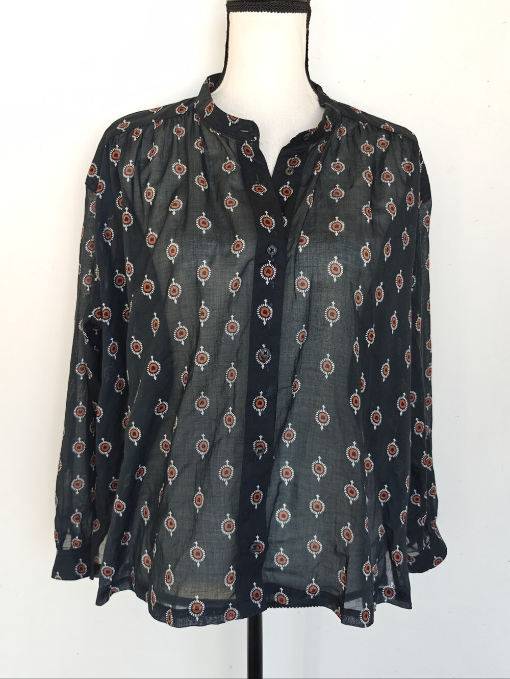 Sacrecoeur Black Shirt Sheer Lightweight Size Small